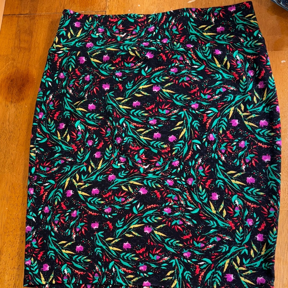 LuLaRoe Black Skirt with Colorful Floral Design